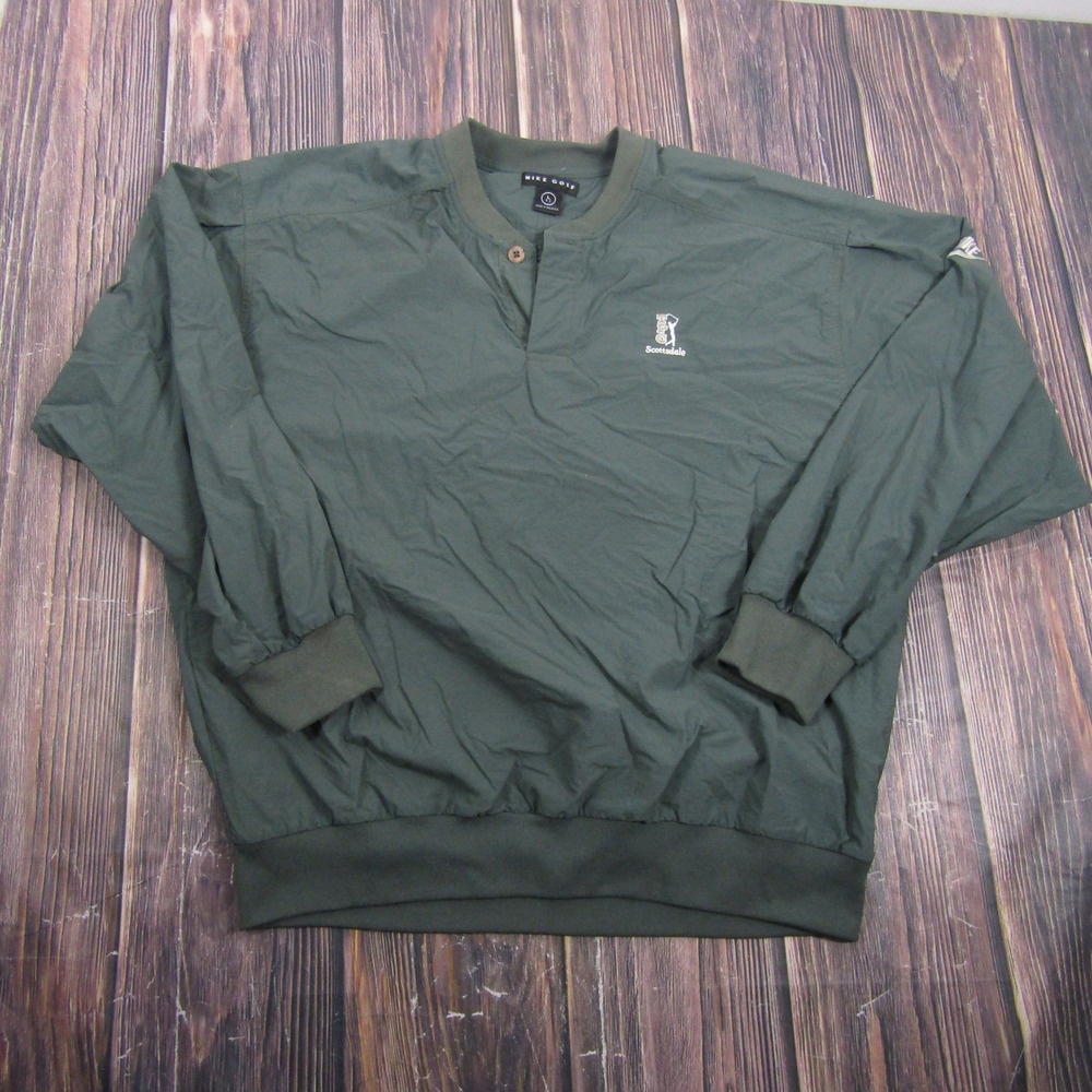 Nike Golf Windbreaker Pullover Mens Large Green Scottsdale Henley V-Neck S7PAS